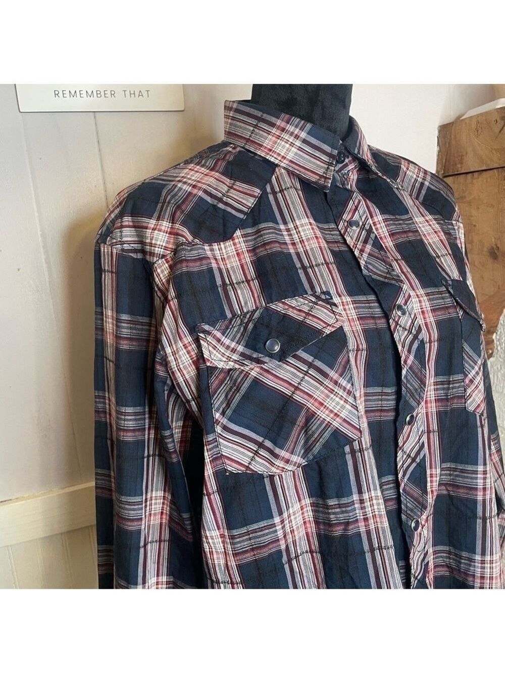 Costal Men’s Western Plaid Snap Button Shirt XL - Picture 4 of 14